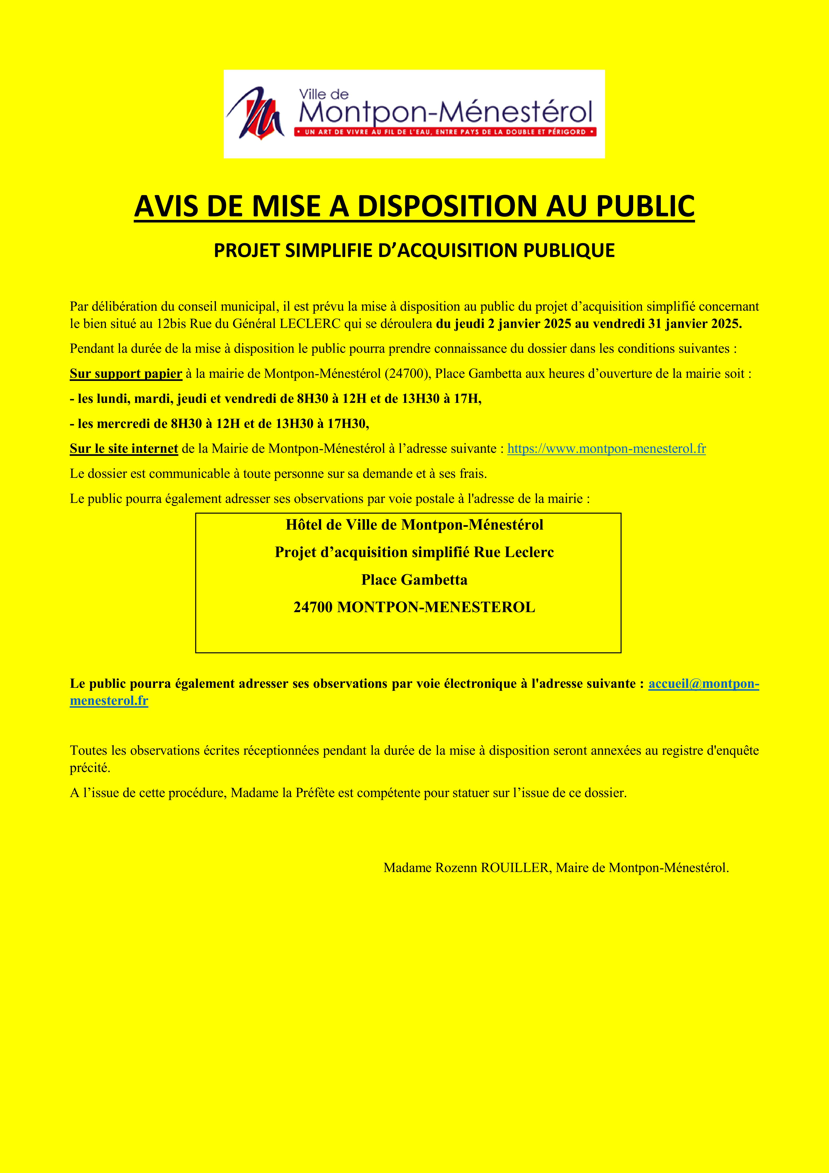 Affiche Avis de mise à disposition